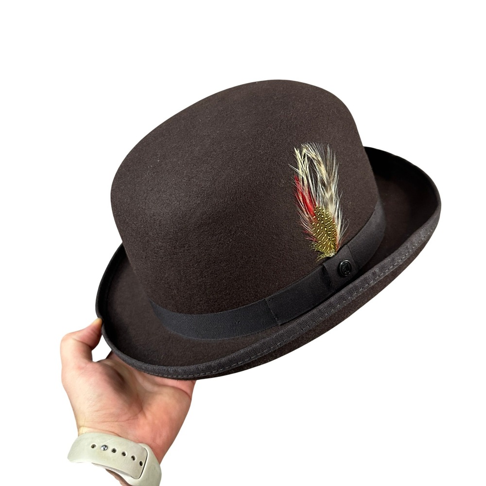 NWT Jaxon English Bowler Hat Brown Wool Felt Derby Hat 132055 Mens XXLarge